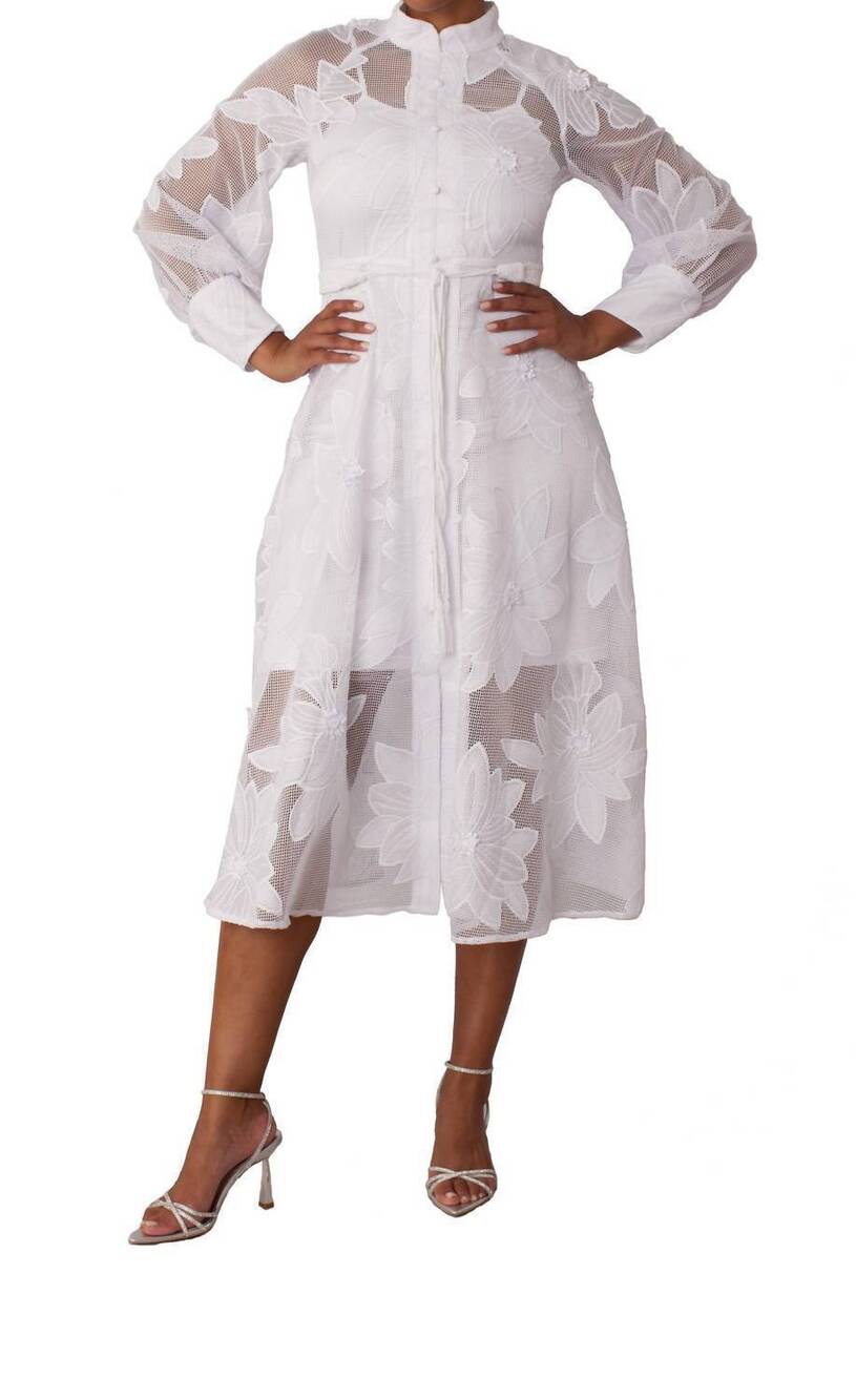 NEW FOR HER NYC floral mesh two-piece dress in white